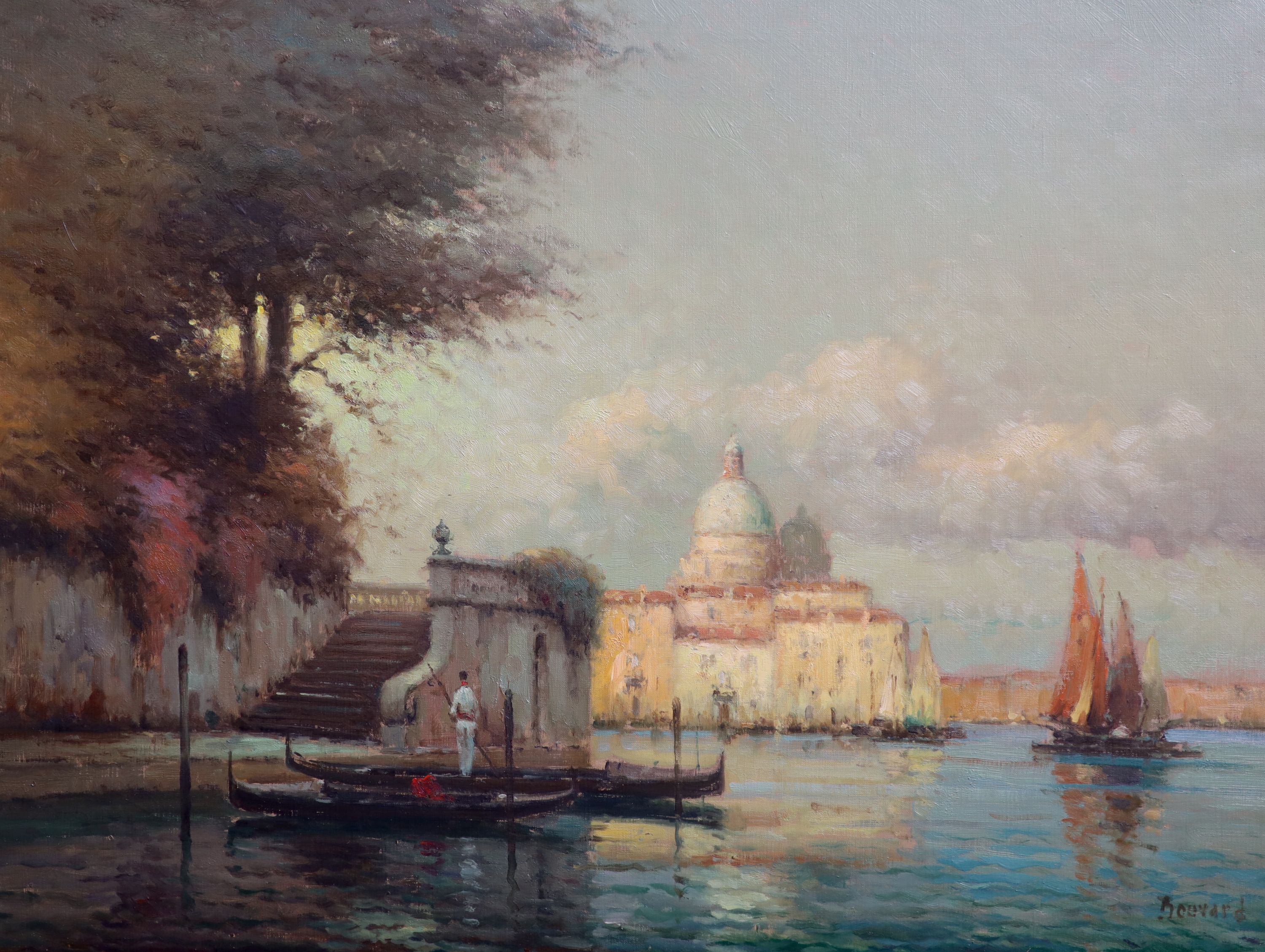 Colette Bouvard (French 1941-1996), Venetian canal scene, oil on canvas, 48.25 x 63.5cm